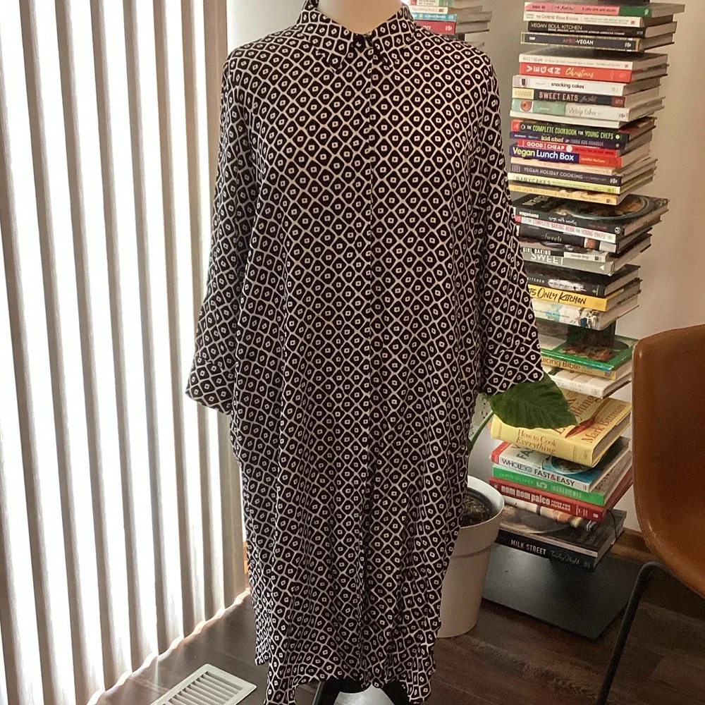 Persona by Marina Rinaldi Black and White Patterned Dress - Picture 1 of 8